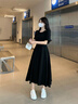 GARNUO白色连衣裙子女夏季2025新款茶歇法式气质高级感收腰显瘦礼服长裙 黑色【短袖长款】 M 【101-110斤】 实拍图