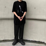 杉努（SHANNU）冰丝裤子夏季男拖地垂坠西装裤男士宽松薄款凉感直筒裤休闲长裤子 2028XK黑色【长裤】 L （约110-125斤可穿） 实拍图