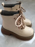 卓诗尼马丁靴女2023冬季女鞋新款英伦保暖棉鞋厚底雪地靴子加绒加厚短靴 米白色（厚绒） 36 实拍图