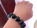 祥祯福珠宝（XIANGZHENFU JEWELRY）玉手链男款A货翡翠墨翠佛珠手串玉石 17-18mm 12颗 实拍图