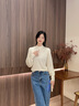 香影【抗起球科技羊毛衫】2025新款慵懒风松弛感半高领毛衣女秋冬 米色 S 实拍图
