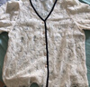 百图（betu）betu百图女装小香撞色黑边蕾丝V领泡泡袖衬衫女2204T34 杏色 M 实拍图