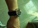 KALUOLAI2022年新款镂空男士手表机械表手表男时尚防水品牌男表 皮黑面黑皮 晒单实拍图