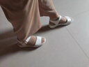 百林猴凉鞋女夏软皮时尚休闲厚底坡跟松糕跟一字带凉拖女生百搭防滑女鞋 黑色 37 实拍图
