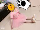 艾舞戈儿童舞蹈服女童练功服秋季可爱蓬蓬纱裙公主芭蕾舞裙幼儿演出服装 【亮片蝴蝶-四层纱】藕粉-短袖 120 实拍图