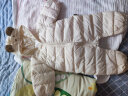 童泰秋冬3-24个月婴幼儿衣服宝宝轻薄款带帽羽绒连体衣哈衣 米白 73cm 实拍图
