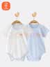 贝瑞加（Babyprints）婴儿短袖包屁衣2件装新生儿夏季衣服纯棉连体衣薄款三角爬服 蓝73 实拍图