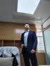千纸鹤【特价】休闲小西服男春秋季休闲西装男外套易打理单西男 01C蓝色 3XL 实拍图