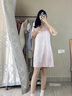 MOXTOC性感睡衣女士冰丝睡裙V领薄款蕾丝宽松显瘦仿真丝家居服可外穿 藕粉色 L (建议100-120斤) 实拍图