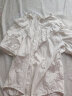 茵曼法式提花衬衫女士夏季新款荷叶花边水溶气质纯棉短袖衬衣 珍珠白 XL 实拍图
