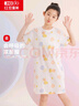 红豆女童睡裙纯棉春夏季薄款家居服儿童短袖套头睡衣A类Q3326白色130 实拍图