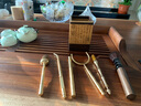 融匠 茶道六君子套装功夫茶具配件泡茶工具茶夹茶勺杯叉养壶笔茶刀针 【书法帖】金丝楠木(纯铜配件) 实拍图
