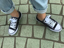 人本黑色帆布鞋女2024春季新款韩版ulzzang学生百搭ins情侣潮鞋子 黑色-（偏大，建议拍小一码） 35 实拍图