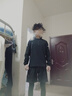 NIUKAILE跑步运动套装男健身房衣服装备速干衣篮球高弹春夏透气训练骑行服 立领黑外套三件套01款【+护腕】 M【90-120斤】送护腕 实拍图