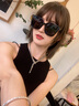 CAIILKUN墨镜女新款夏季高级感显瘦太阳镜防晒偏光眼镜七夕情人节礼物 R款黑框黑灰片UV400-高档礼盒装 高级感轻奢时尚百搭ck风 实拍图