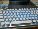 前行者（EWEADN） TK950所有台式电脑笔记本通用无线蓝牙机械键盘鼠标套装朋克复古圆键女生办公 白色蓝光-青轴【蓝牙+2.4G+有线】三模单键盘 实拍图