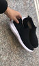 VERNOUILLET一脚蹬男女鞋多运动走路男鞋春季不系带网面鞋轻便飞织大码针织鞋 黑白（标准款） 44 实拍图