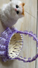 亦趣会叫仿真提篮猫咪毛绒玩具篮子猫玩偶花篮猫女孩儿童生日礼物 吊篮紫色(带花边)黄头猫带叫声 实拍图