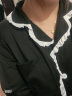 TULX春秋长袖韩版ins甜美荷叶边两件套装睡衣少女士家居服 开衫黑色花边-双长 L 【建议100-115斤】 实拍图