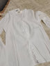 欧贝汐春夏秋冬新款韩版蕾丝长袖衬衫女装内搭雪纺衫上衣v领打底衫 白色 S 实拍图