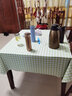 颖爵 餐桌布欧式防水防油防烫免洗台布PVC桌布网红茶几布艺小清新圆桌 加厚-绿色格子 137x137正方形桌适用 实拍图