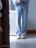 佘曼莱直筒牛仔裤女高腰学生韩版宽松显瘦阔腿裤泫雅拖地老爹长裤子女装 浅蓝色【优质版】 S 实拍图