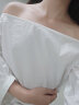 糖力春装新款欧美女装一字肩白色上衣百搭九分袖时尚宽松上装 白色 S 晒单实拍图
