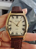 聚利时邢菲同款复古休闲皮带小众酒桶手表女士学生考试石英情侣表JA-703 金壳男款【原装针扣】 +原装礼盒+电池2 实拍图