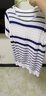 记述T恤女短袖春装夏新款宽松显瘦百搭针织薄款款打底衫时尚气质 条纹宝蓝 M # 实拍图