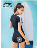 李宁（LI-NING）泳衣女连体平角游泳衣女士专业运动保守大码泳装373 黑白 XL  晒单实拍图