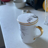 品聚德中式过滤茶杯骨瓷带盖家用泡茶杯茶漏杯喝茶杯办公室茶水分离杯子 描金兰花草款-（带礼盒） 实拍图