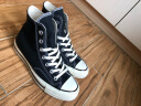 匡威（Converse）男鞋女鞋 ALL STAR系列官方经典帆布鞋休闲情侣休闲鞋学生板鞋 【高帮宝蓝】经典胶印LOGO A05589 35 实拍图