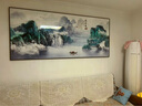 艺轩客厅装饰画沙发背景墙新中式字画横版大幅挂画山水壁画晶瓷画 流水生财 230*100CM铝合金黑框 实拍图