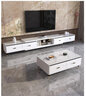 宏秀才 岩板茶几伸缩电视柜茶几组合套装简约电视柜台柜茶几带抽屉 1.3茶几+大电视柜【亮光白 岩板 实拍图