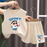 迪士尼（Disney）夏装新款男童背心套装小童宝宝夏天衣服儿童无袖短裤夏季两件套 杏色回头叮当猫（一套) 100 码（身高85-95cm） 实拍图