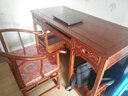 梨舍 红木家具非洲花梨（学名：刺猬紫檀）办公书桌 书桌椅组合 实木电脑桌写字台 1.38m电脑桌+1圈椅/南宫椅 实拍图