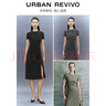 UR夏季新款女装时尚褶皱收腰修身圆领短袖连衣裙UWG740021 灰绿 M 实拍图