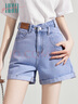 Halo Queen牛仔短裤女夏季高腰做旧破洞显瘦a字裤潮流女裤H134N2633 实拍图