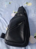左森男士胸包男真皮潮流头层牛皮腰包软皮背包休闲上包手机运动小包 黑色（头层牛皮） 实拍图