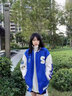 肆缄】克莱因蓝棒球服外套男春秋季美式复古宽松百搭休闲情侣夹克ins潮牌拼接PU皮袖字母刺绣夹克外套 【关注店铺优先发货】2LX846蓝色高质量 XL 实拍图