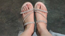 达芙妮凉鞋女舒适粗跟水钻装饰凉鞋时尚两穿拖鞋低跟沙滩鞋女鞋 米色 40 实拍图