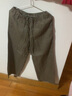 MUJI MUJI 女式  法国亚麻 直筒裤 裤子长裤休闲裤宽版裤阔腿裤亚麻裤 烟熏绿色 L(165/70A) 实拍图