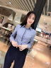 简蜓职业装女装套装新款时尚春秋气质女士西服工作服西装面试正装工装 藏蓝色西装+西裤 M 实拍图