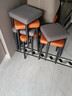 均璞凳子家用梳妆凳方凳餐椅子轻奢简约休闲凳网红餐桌凳子现代小凳子 【全黑腿】暗橙色 科技布 实拍图