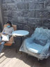 牧席轻奢单人沙发布艺现代简约小户型老虎椅阳台客厅休闲沙发椅靠背椅 2椅+岩板茶几【颜色序号备注】 实拍图