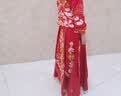 红妆饰佳 秀禾服新娘2026新款中式婚纱礼服结婚敬酒服旗袍女 深红色无钻款 M 实拍图