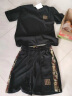洛夫伦（LOFVRANG）中国风刺绣套装男夏季薄款潮流设计感胖子大码透气短袖短裤两件套 黑色 XL（适合130-145斤） 晒单实拍图