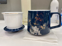 泥印定制陶瓷茶杯办公室男士个人专用高档水杯带盖茶水分离泡茶办公杯 T68-04A 描金竹报平安-简装 实拍图