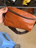 ANDSEEYOU品牌 手工真皮胸包男 头层牛皮腰包休闲迷你小背包运动斜挎手机包 黄棕色 实拍图