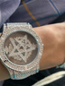 时来运转手表满天星镶钻旋转大表盘抖音网红同款五芒星虫洞概念手表男士潮流雪花女神女表 五芒星银壳白皮 实拍图
